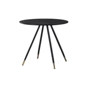 Image of Dorchester Lux Single Dining Table, Solid Metal Legs and Metal Top, Black - Black