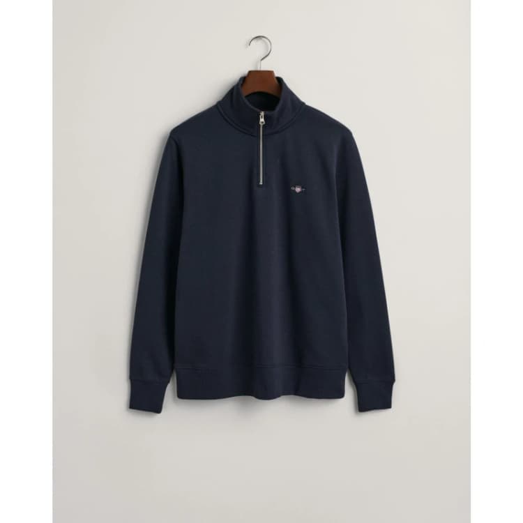 Image of Gant Shield Half-Zip Sweatshirt - Blue Blue XS