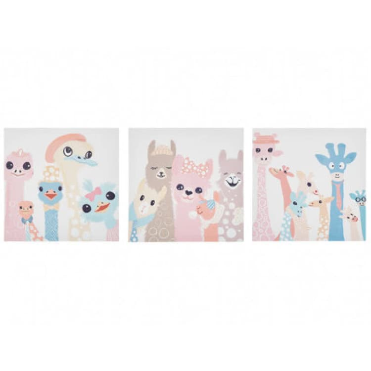 Image of Beliani Set Of 3 Canvases Tillia Animal Motif 30 X 30 Cm Multicolour