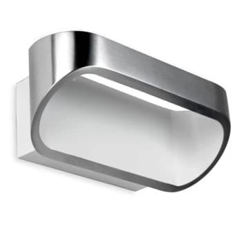 Image of Oval LED 1 Light Up & Down Small Wall Light White, Brushed Aluminium