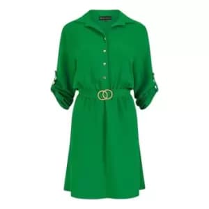 Image of Mela London Green Ditsy Midi Dress With Gold Belt - Green