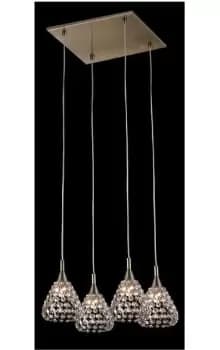 Image of Simone 4 Light Antique Brass Ceiling Square Pendant Cluster Pendant Ceiling Light