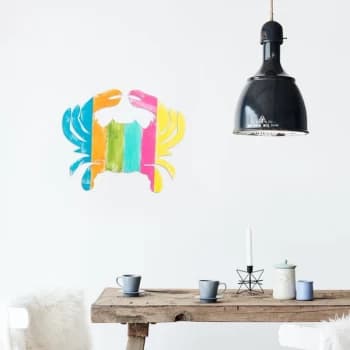 Image of Crab - Multicolor Multicolor Decorative Wooden Wall Accessory