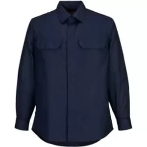 Image of FR69NARM - sz m Bizflame Plus Shirt Anti Static Heat resistant Navy - Navy - Portwest