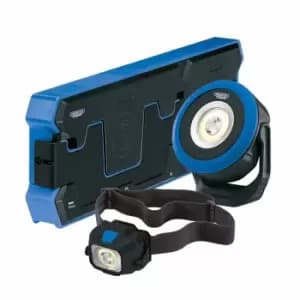 Image of Draper Wireless/Usb Rechargeable Head Torch And Mini Floodlight With Dual Charging Pad