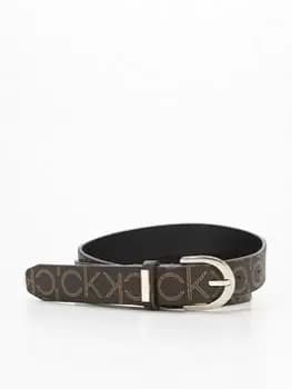 Image of Calvin Klein Leather Round 25mm Mono Belt - Brown, Pink, Size 80, Women