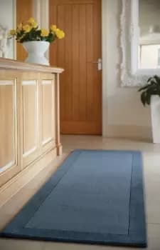 Image of Origins Borders Wool Rug - Size: 67x200cm - Blue