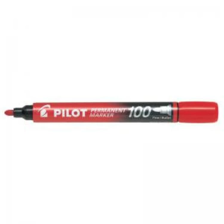 Image of Pilot 100 Permanent Marker Bullet Tip Fine 1.0mm Line Red Pack 12 - EXR27467PT