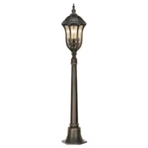 Image of Outdoor IP44 3 Bulb Bollard Lamp Post Style Walnut LED E14 60W
