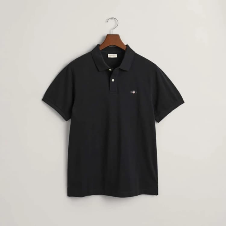 Image of Gant Embroidered Archive Shield Polo Shirt - Black S