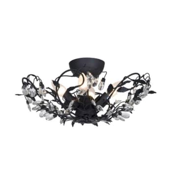 Image of Langelo 4 Light Glass & Crystal Ceiling Light Black