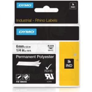 Image of Dymo 1805442 Black On White Label Tape 6mm x 5.5m