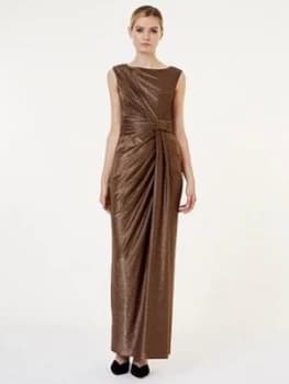 Image of HOBBS Mia Maxi Dress - Gold, Copper, Size 6, Women