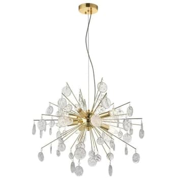 Image of Endon Directory Lighting - Endon Calla - 8 Light Ceiling Pendant Gold Effect Plate & Clear Glass, E14