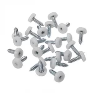 Image of Number Plate Screw Plastic Enclosed Head 4.8 X 18MM White Pack of 50