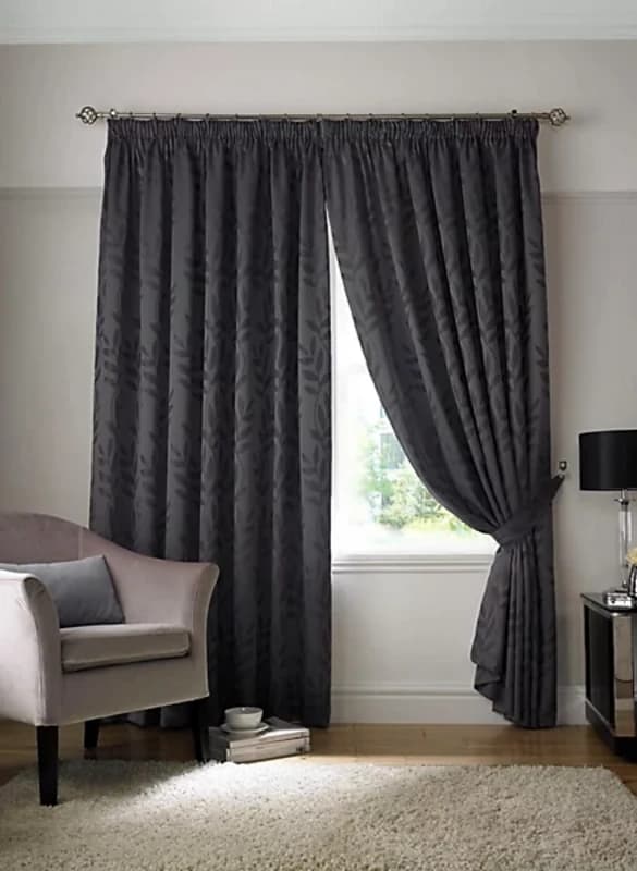 Image of ALAN SYMONDS Tivoli Pencil Pleat Taped Top Curtain Pair Fully Lined Curtains Charcoal 90x90" TIVTCH9090i ½i ½i ½i ½i ½i ½i ½