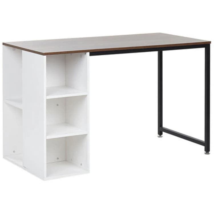 Image of Beliani Home Office Desk Dese Brown/ White 120 Cm 60 Cm