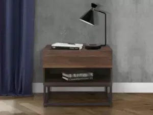Image of Birlea Houston Walnut Effect 1 Drawer Bedside Flat Packed