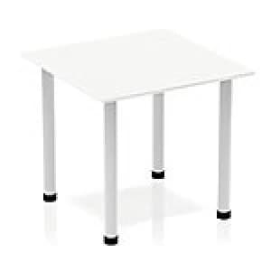 Image of Impulse Square Table 800 White Post Leg Silver