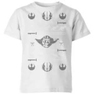 Image of Star Wars Yoda Sabre Knit Kids Christmas T-Shirt - White - 11-12 Years