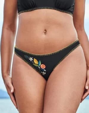 Image of Seville Embroidered Black Bikini Bottom