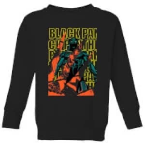 Image of Marvel Avengers Black Panther Collage Kids Sweatshirt - Black - 11-12 Years