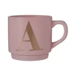 Image of Pink Porcelain A Alphabet Mug