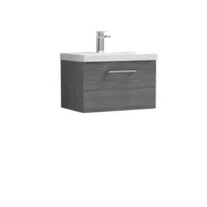 Image of Nuie Arno 600mm Wall Hung 1 Drawer Vanity & Thin-Edge Basin Anthracite