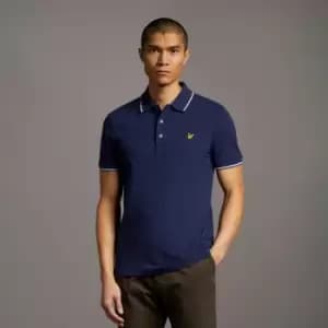 Image of Mens Tipped Polo Shirt - Navy/White - L