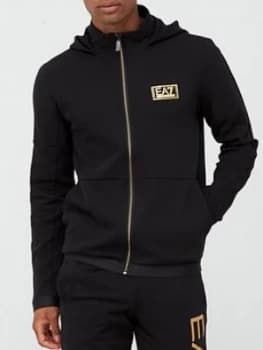 Image of Emporio Armani EA7 Lux Gold Label Zip Through Hoodie Black Size XS Men