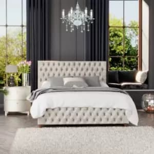 Image of LLB Seren Velvet Double Ottoman Bedframe - Pearl