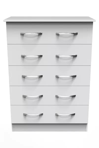 Image of Welcome Furniture Ready Assembled Avon 5 Drawer Chest In White Matt