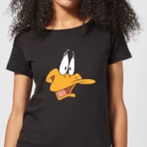 Image of Looney Tunes Daffy Duck Face Womens T-Shirt - Black