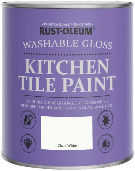 Image of Rust-Oleum Rust-Oleum Gloss Kitchen Tile Paint 750ml - Chalk White