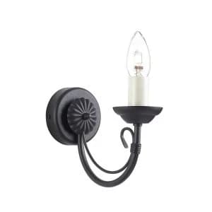 Image of 1 Light Indoor Candle Wall Light Black, E14