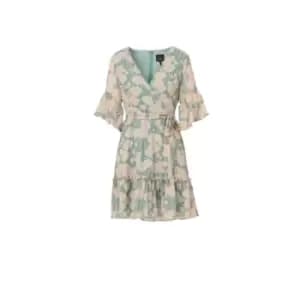 Image of Adrianna Papell Floral Chiffon Tiered Dress - Green
