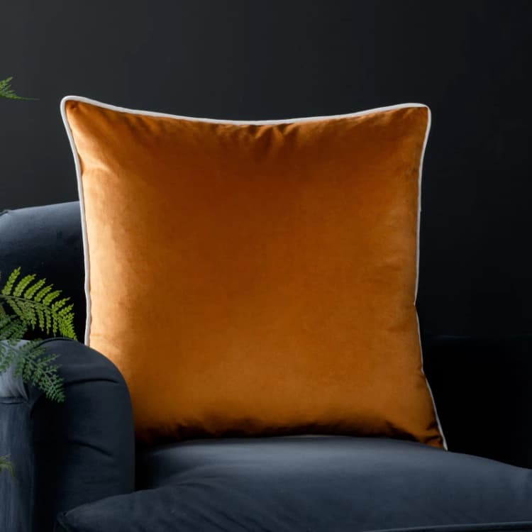 Image of Furn Furn Meridian Velvet Cushion in Amber Size: 45cm x 45cm Amber 45cm x 45cm Unisex 5025532353573