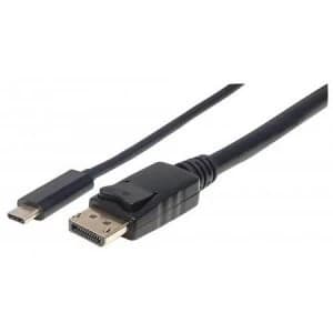 Image of Manhattan USB-C to DisplayPort Cable 4K 1m Male to Male 3840x2160@60Hz; 4K Ultra HD Video Aspect Ratio 21:9 Black Polybag