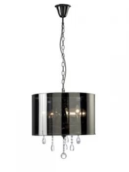 Image of Ceiling Pendant with Chrome Shade 3 Light Polished Chrome, Crystal