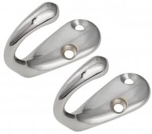 Image of Wickes One Prong Hook - Chrome Pack of 2