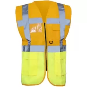 Image of Yoko Hi-Vis Premium Executive/Manager Waistcoat / Jacket (3XL) (Hi Vis Orange/Hi Vis Yell) - Hi Vis Orange/Hi Vis Yell
