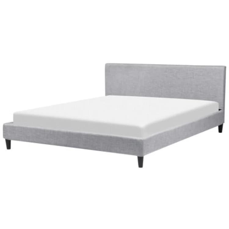 Image of Beliani Bed Fabric Fitou 180 X 200 Cm (Eu Super King) Light Grey