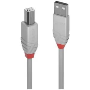 Image of LINDY USB cable USB 2.0 USB-A plug, USB-B plug 1m Grey 36682