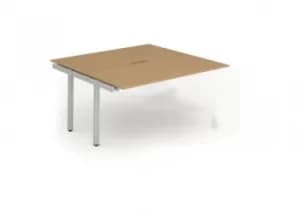 Image of B2B Ext Kit Silver Frame Bench Desk 1200 Oak