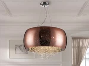 Image of Caelum 6 Light Crystal Cylindrical Ceiling Pendant Copper, G9