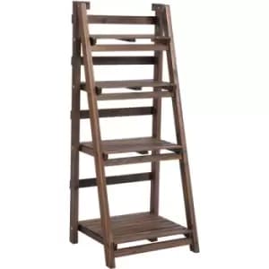 Image of Outsunny - 4-Tier Wooden Shelf Foldable Flower Pots Holder Stand Indoor Outdoor