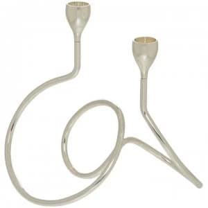 Image of Hotel Collection Swirl Taper candle holder - Silver