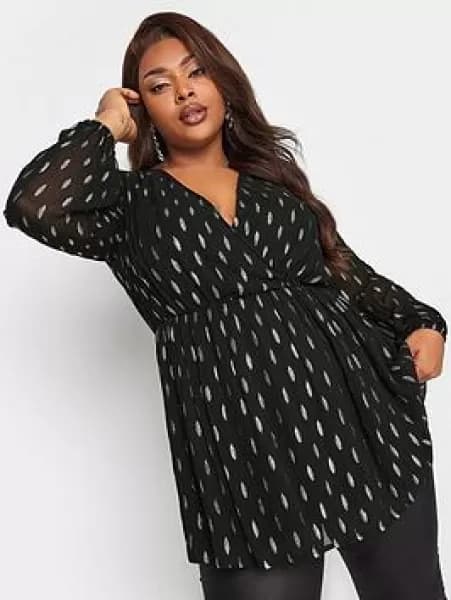 Image of Metallic Detail Wrap Top