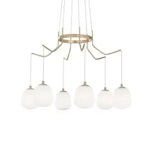 Image of Karousel 6 Light Cluster Ceiling Pendant Brass Sat