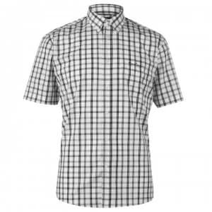Image of Pierre Cardin Short Sleeve Shirt Mens - White/Blk Check